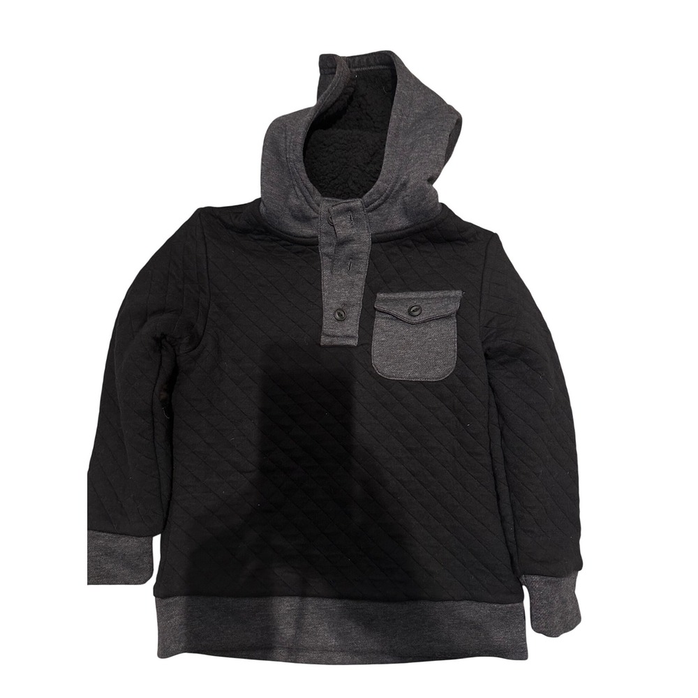 Old Navy Kids Quilted Snap Neck Hoodie XS‎ TP 5 Black Gray Boys Girls